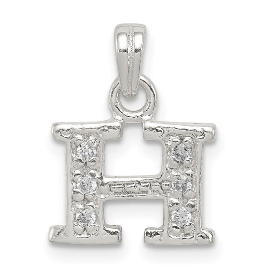 Sterling Silver CZ Letter H Initial Pendant