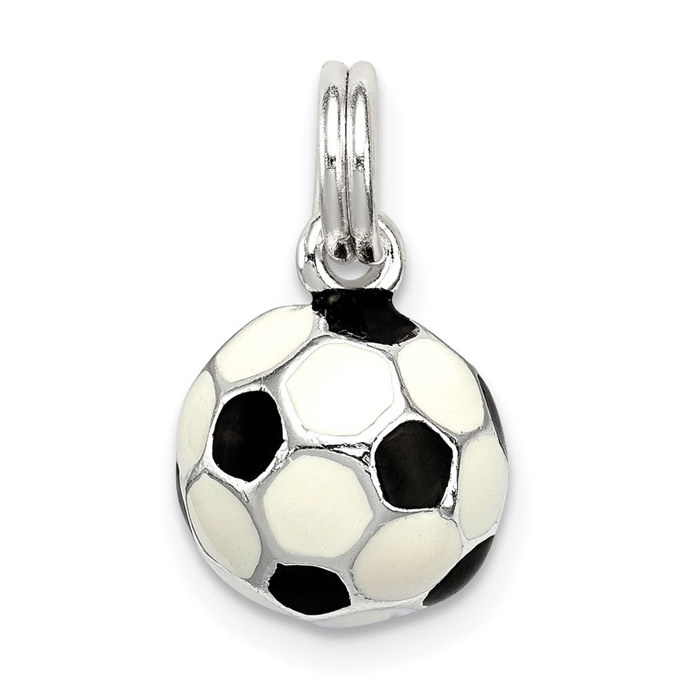 Sterling Silver Black & White Enameled Soccer Ball Charm