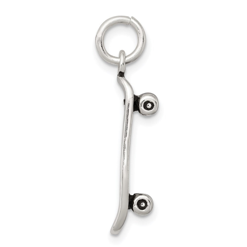 Sterling Silver Antiqued Skateboard Charm