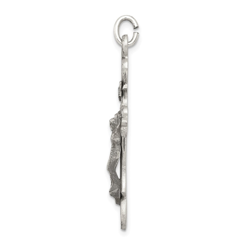 Sterling Silver Antiqued and Brushed INRI Crucifix Pendant