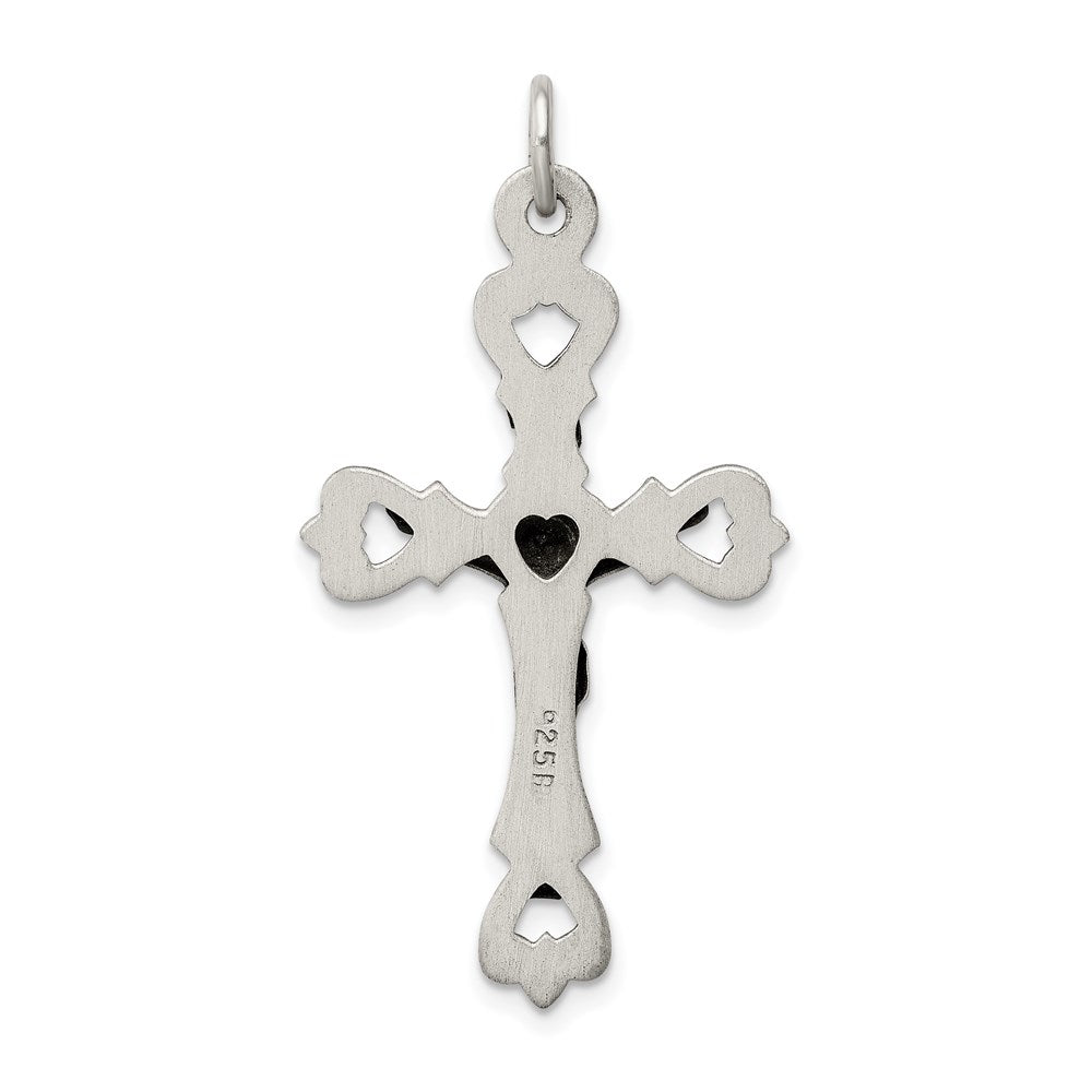 Sterling Silver Antiqued and Brushed INRI Crucifix Pendant