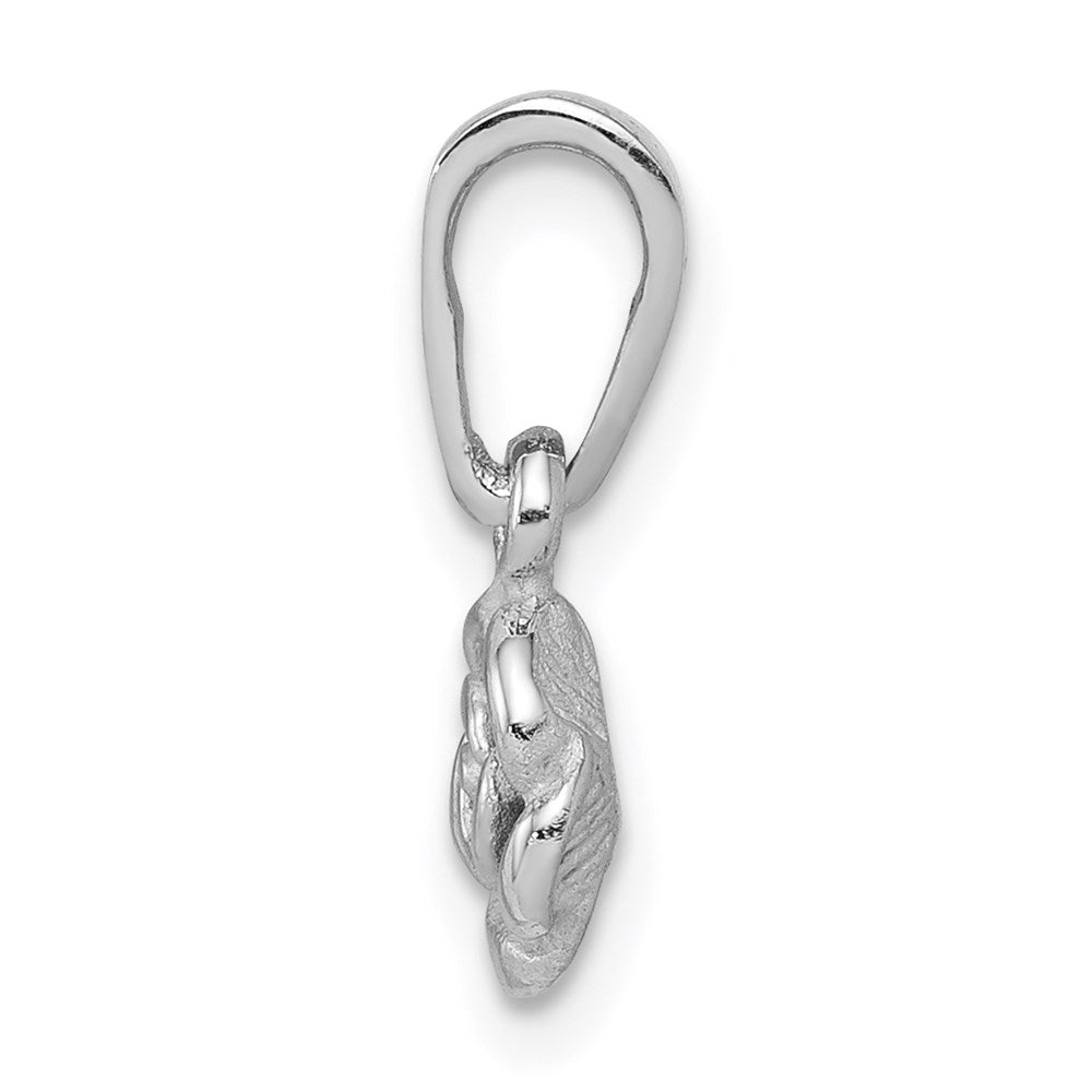 Sterling Silver Rhodium-plated Textured Rose Pendant