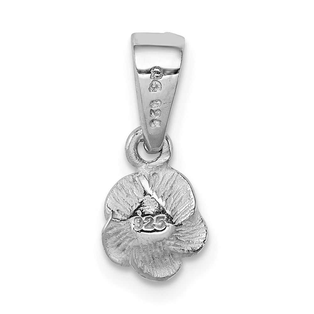 Sterling Silver Rhodium-plated Textured Rose Pendant