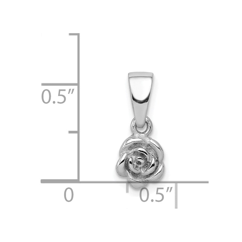 Sterling Silver Rhodium-plated Textured Rose Pendant