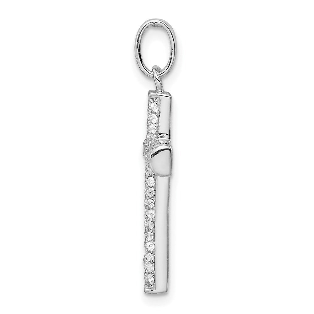 Sterling Silver Rhodium-plated CZ Latin Cross Pendant