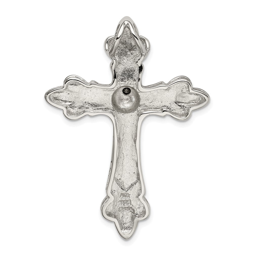 Sterling Silver Gold-plated CZ Antiqued Cross Slide