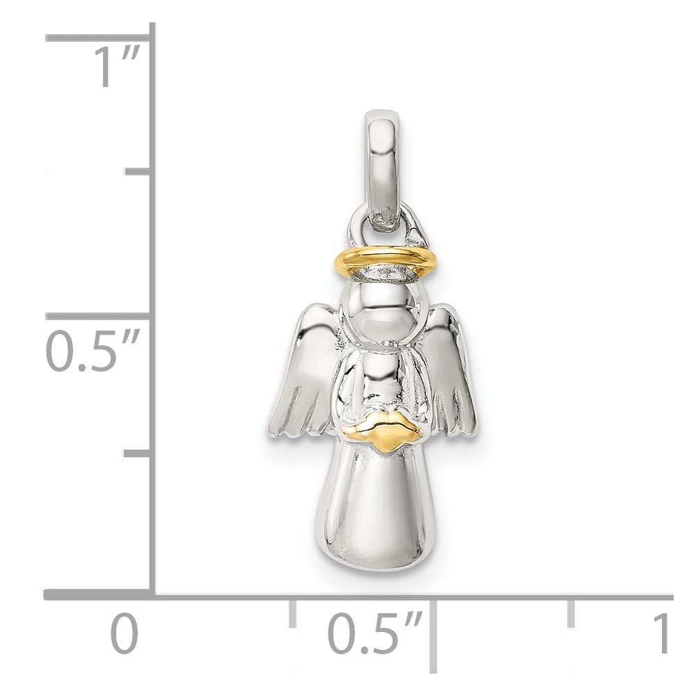 Sterling Silver Gold-plated Polished Angel Pendant