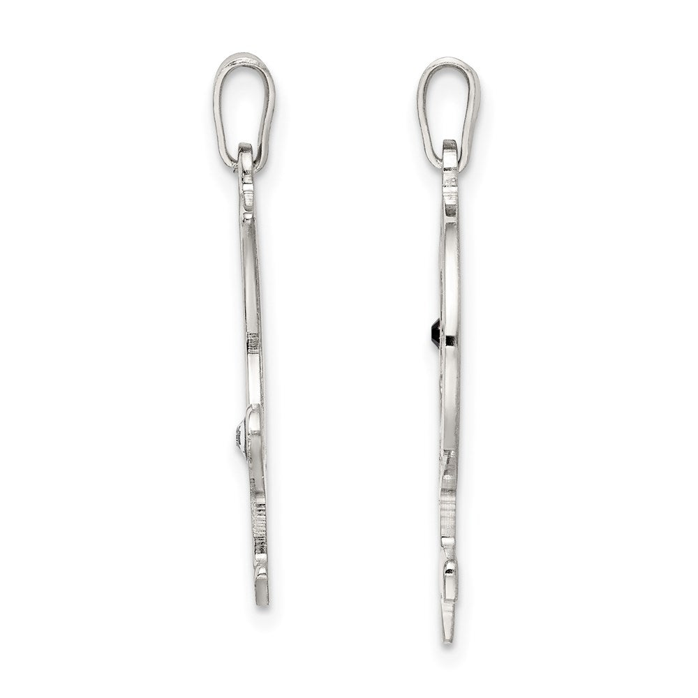 Sterling Silver Rhod-plated CZ Male/Female Breakapart Symbols Pendant