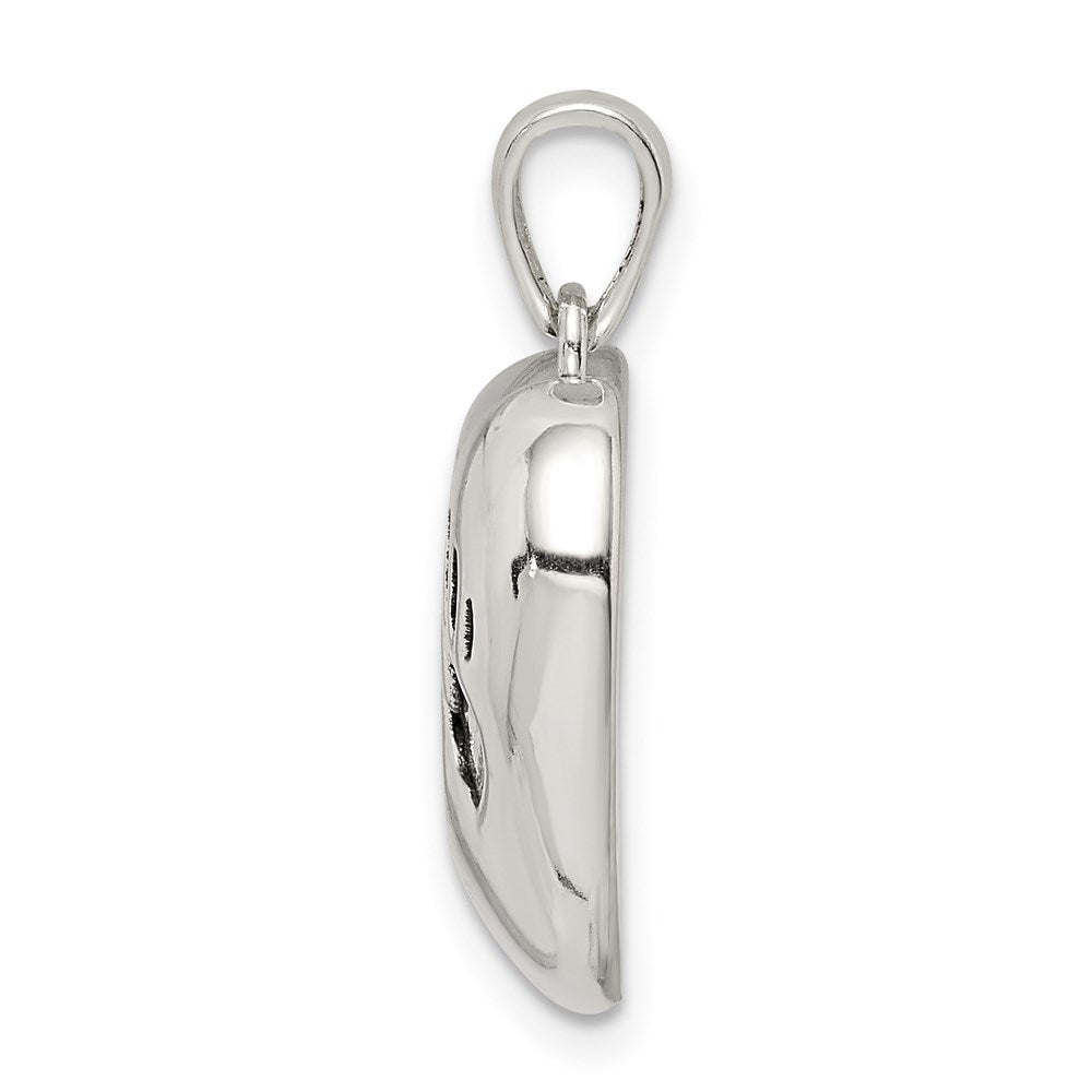 Sterling Silver Antiqued Heart Foot Pendant