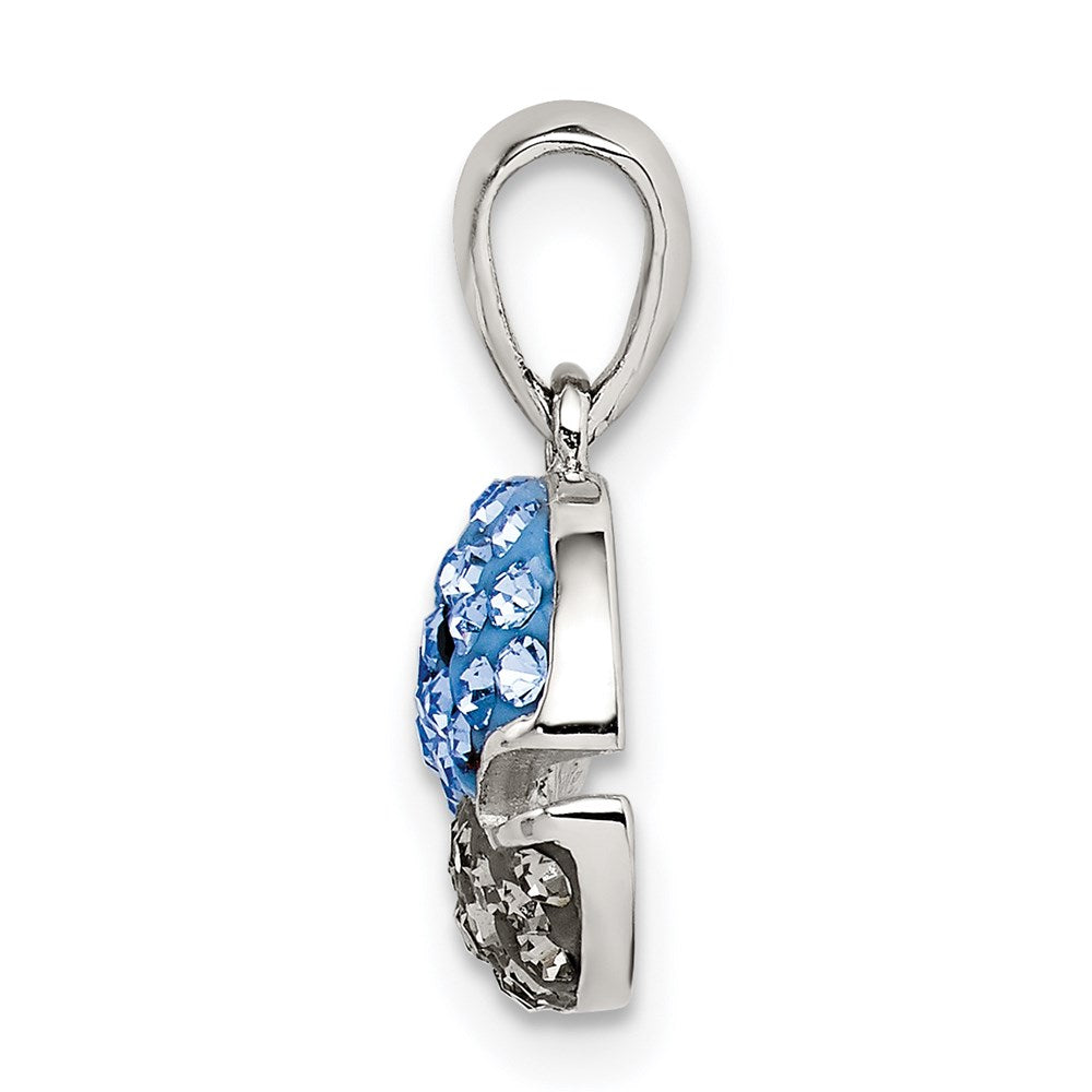 Sterling Silver Rhodium-plated Blue and Grey Preciosa Crystal Whale Pendant