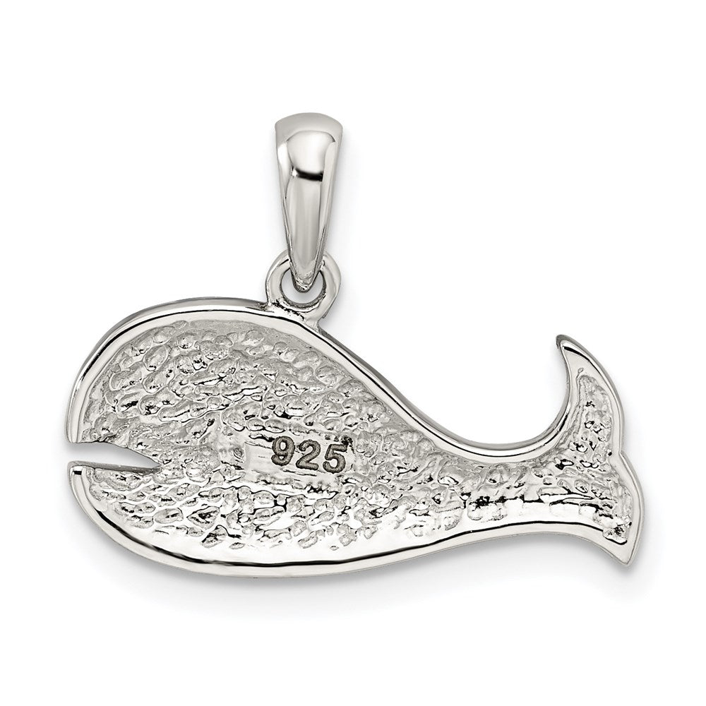 Sterling Silver Rhodium-plated Blue and Grey Preciosa Crystal Whale Pendant