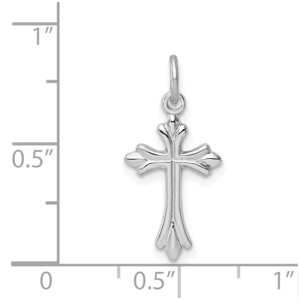 Sterling Silver Rhodium-plated Polished Cross Pendant