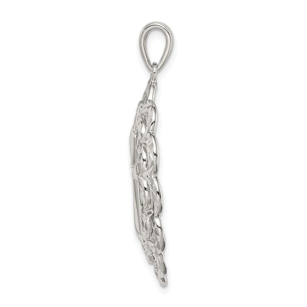 Sterling Silver Diamond-cut Cross Pendant