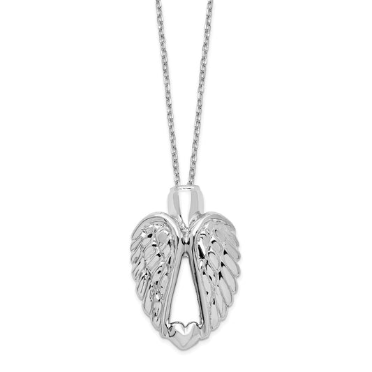 Sterling Silver Rhodium-plated Wings Ash Holder 18in Necklace