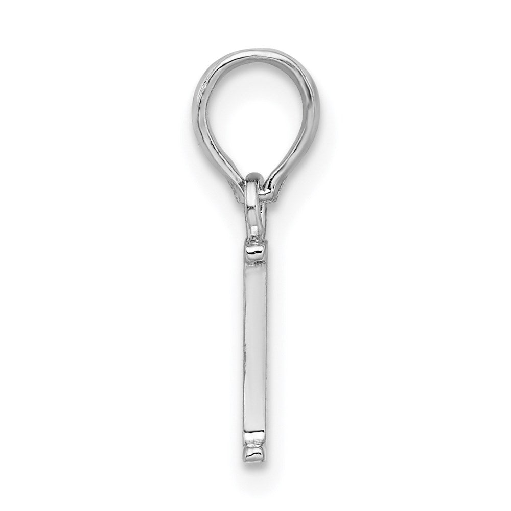 Sterling Silver Rhodium-plated Polished Block Initial -I- Pendant