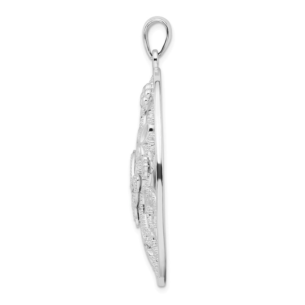 De-Ani Sterling Silver Rhodium-plated Polished Oval Butterflies Pendant