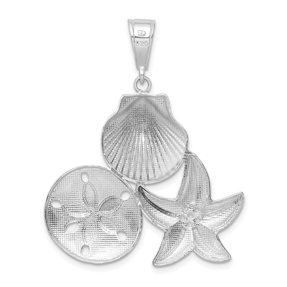 De-Ani Sterling Silver Rhodium-plated Polished and Textured Pendant