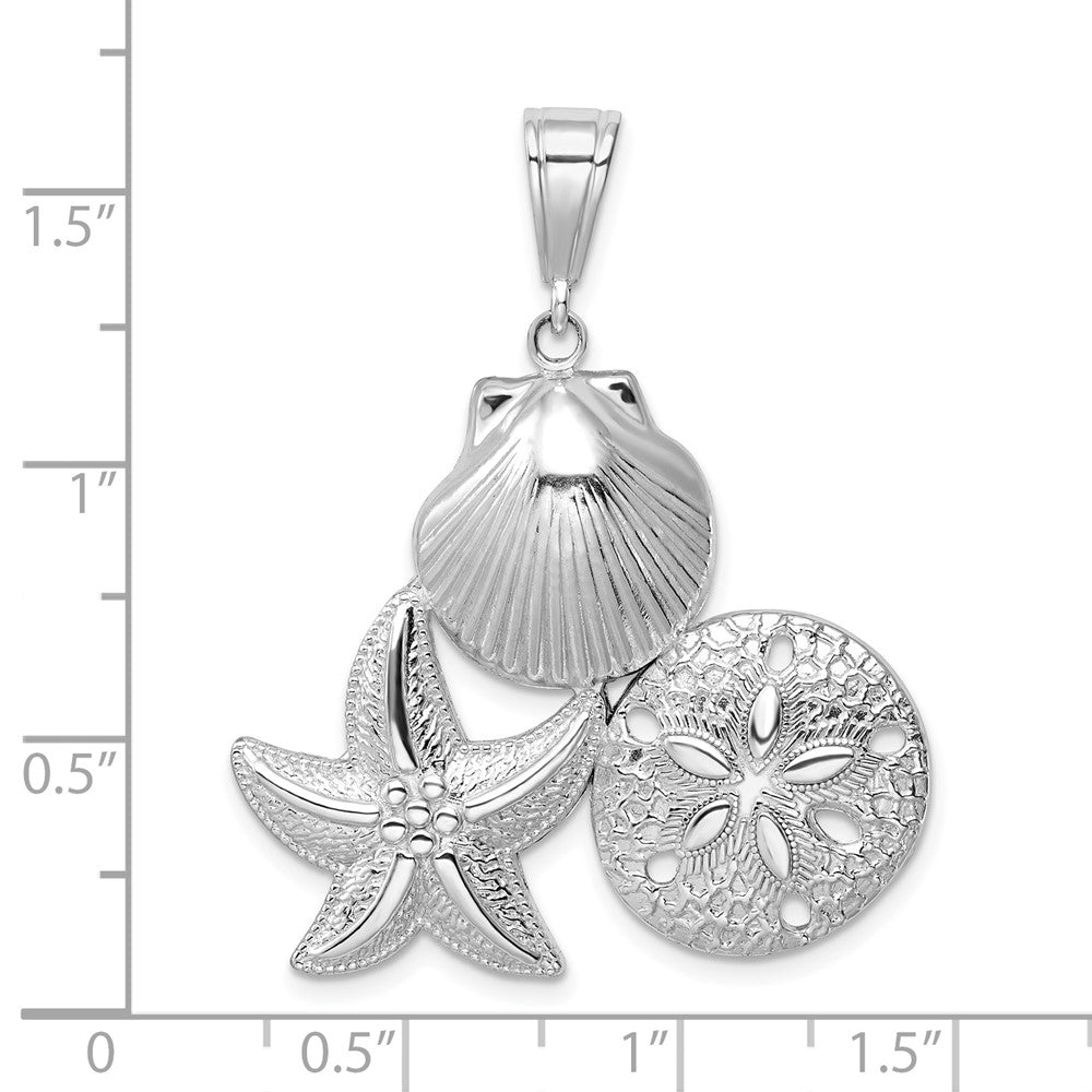De-Ani Sterling Silver Rhodium-plated Polished and Textured Pendant