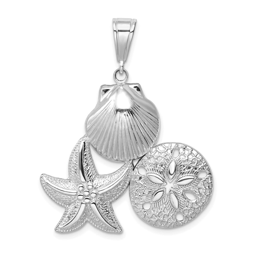 De-Ani Sterling Silver Rhodium-plated Polished and Textured Pendant