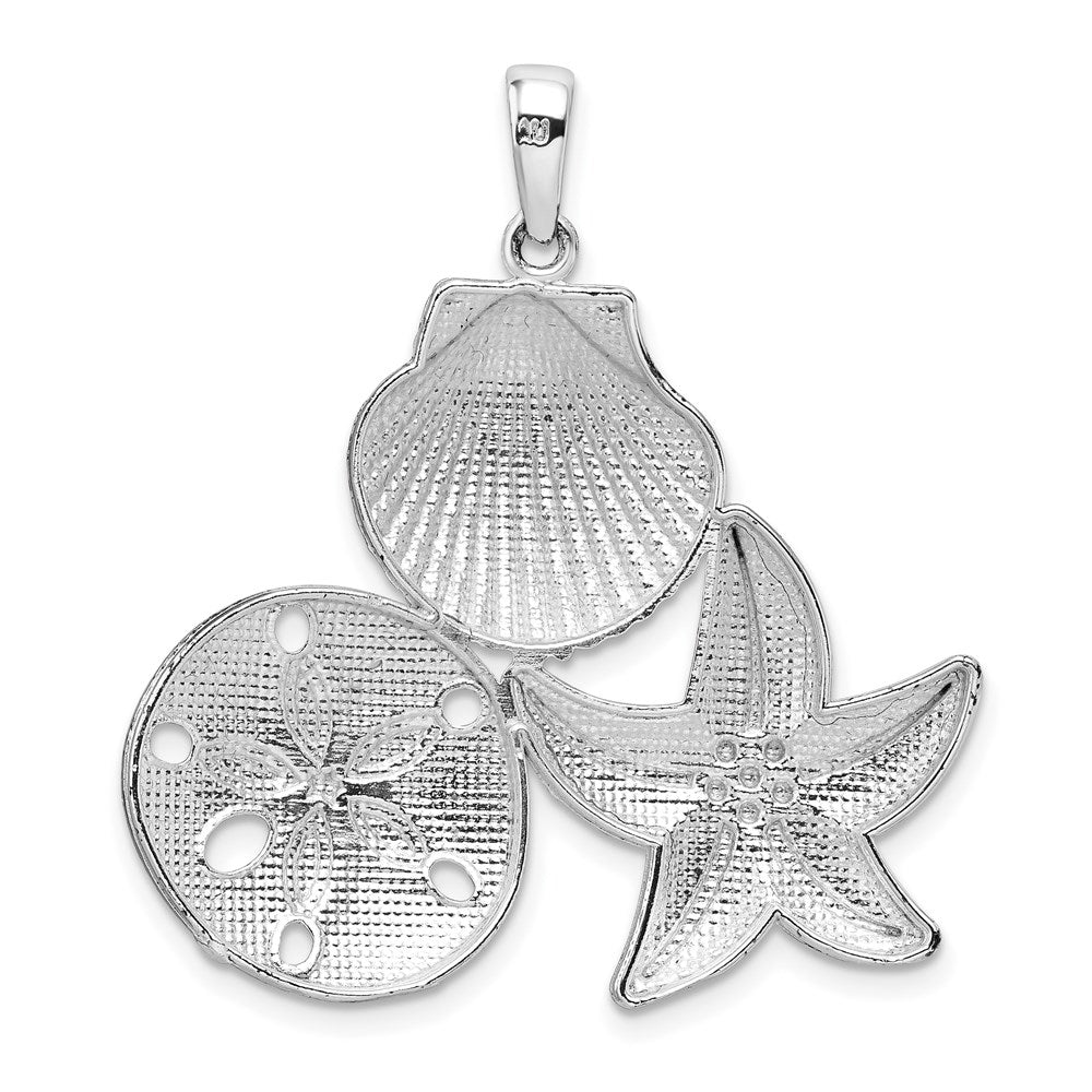 De-Ani Sterling Silver Rhodium-plated Polished and Diamond-Cut Pendant