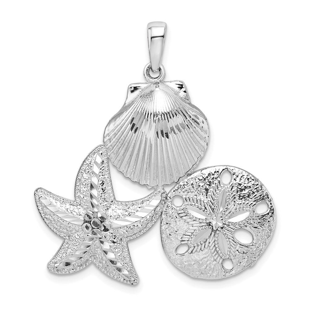 De-Ani Sterling Silver Rhodium-plated Polished and Diamond-Cut Pendant