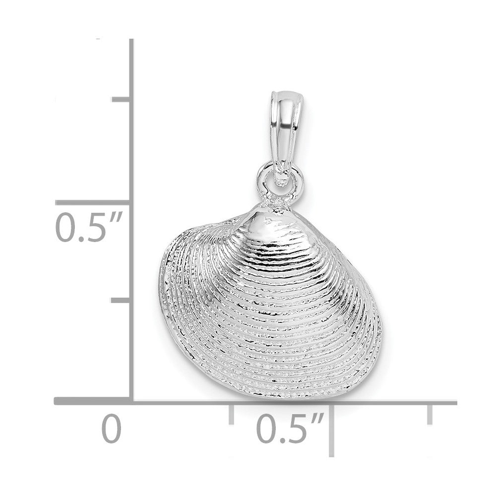 De-Ani Sterling Silver Rhodium-Plated Polished Clam Shell Pendant