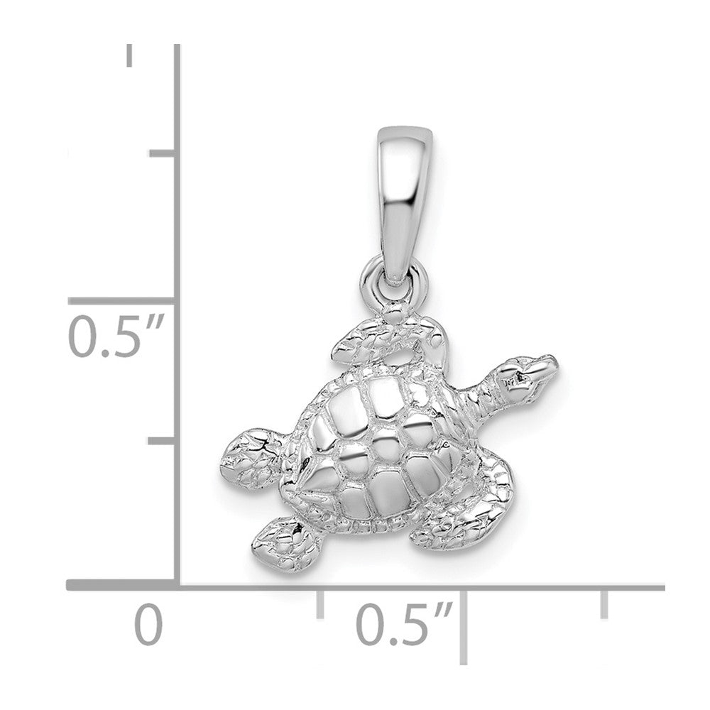 De-Ani Sterling Silver Rhodium-Plated Polished Sea Turtle Pendant