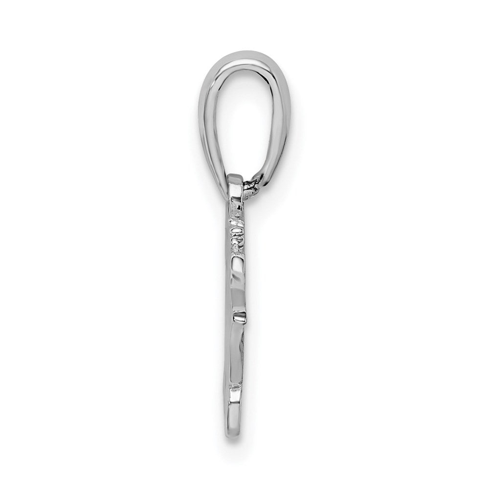 De-Ani Sterling Silver Rhodium-Plated Polished Puerto Rico Cruise Ship Pendant
