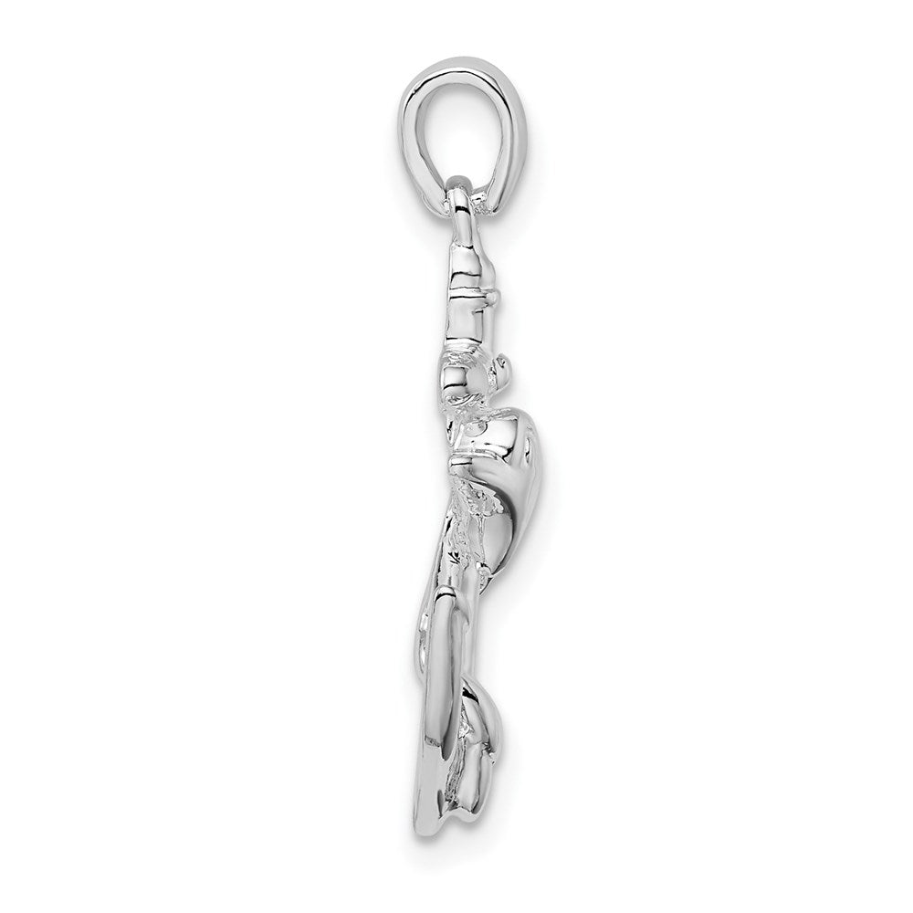 De-Ani Sterling Silver Rhodium-plated Polished Dolphin and Anchor Pendant