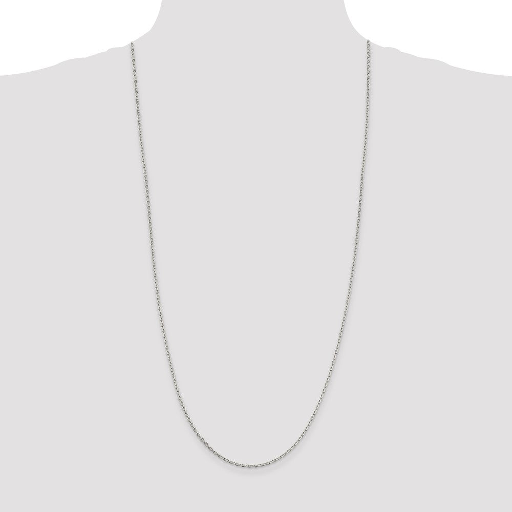 Sterling Silver 2mm Beveled Oval Cable Chain