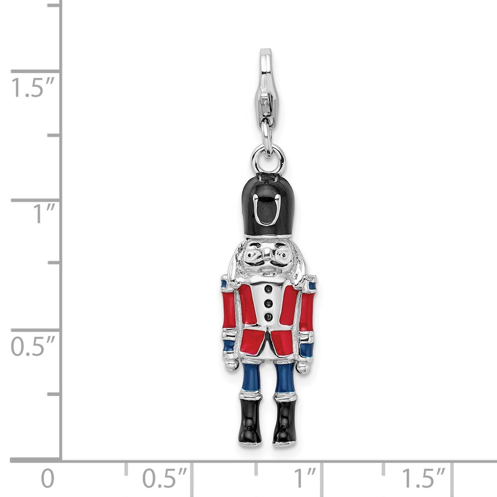 Sterling Silver 3-D Enameled Nut Cracker w/Lobster Clasp Charm