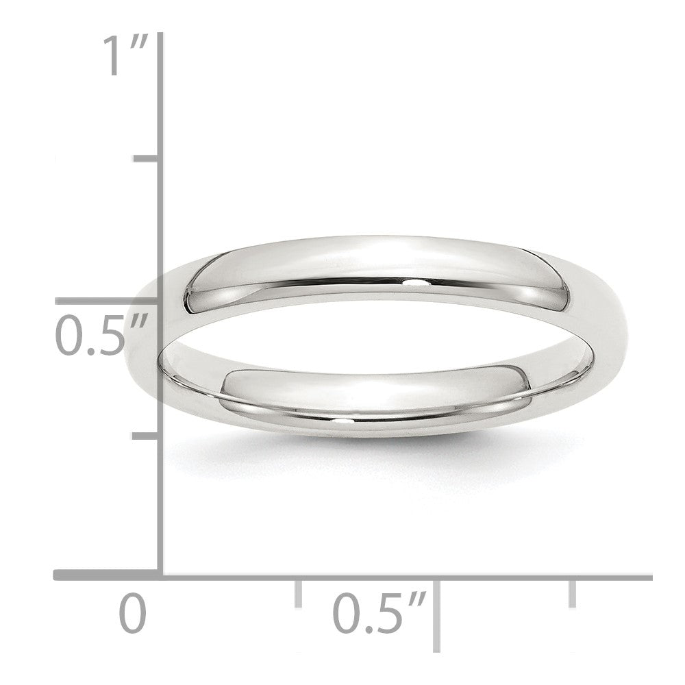 Sterling Silver Rhodium-plated 3mm Comfort Fit Band