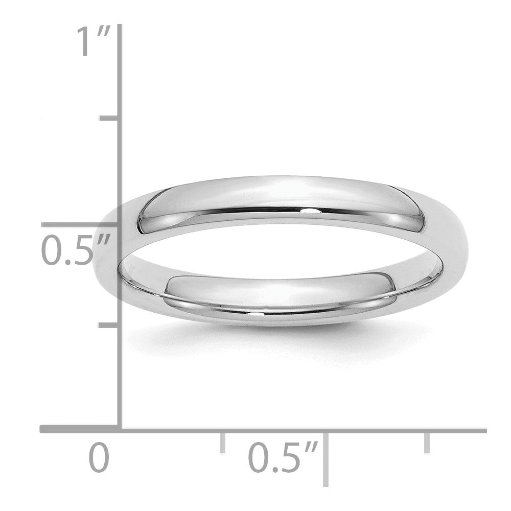 Sterling Silver Rhodium-plated 3mm Comfort Fit Size 13.5 Band