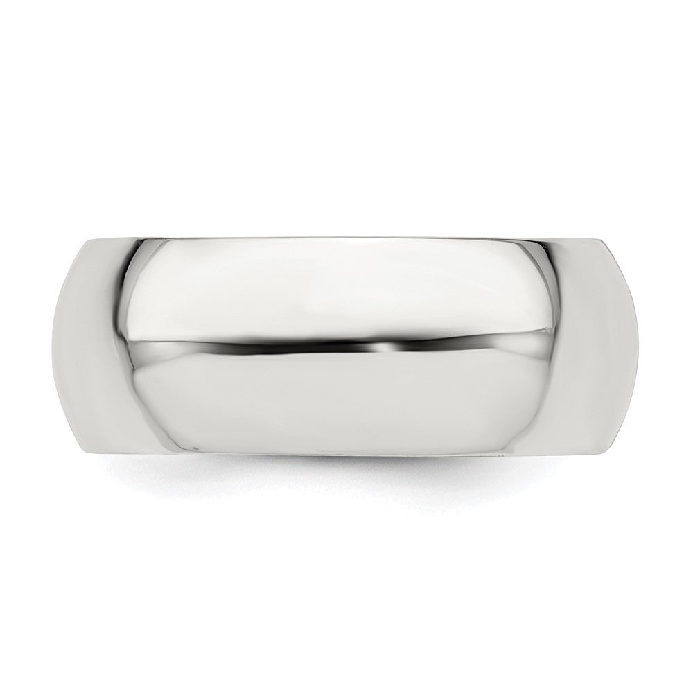 Sterling Silver Rhodium-plated 8mm Comfort Fit Size 12.5 Band