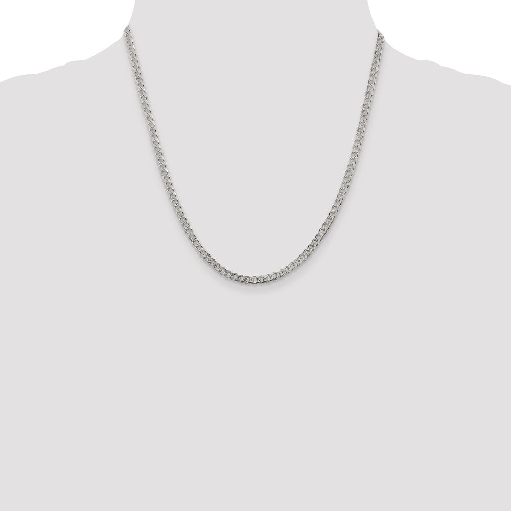 Sterling Silver 3.8mm Pav‚ Curb Chain