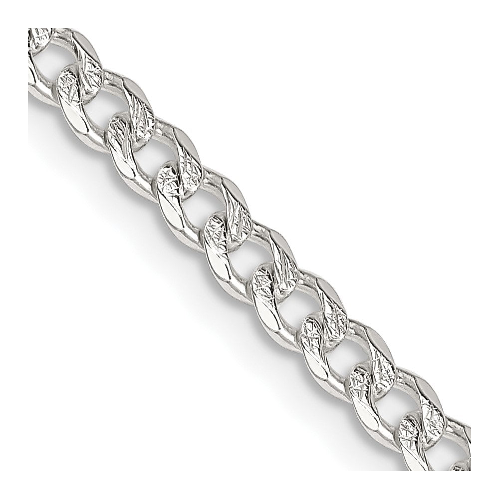 Sterling Silver 3.8mm Pav‚ Curb Chain