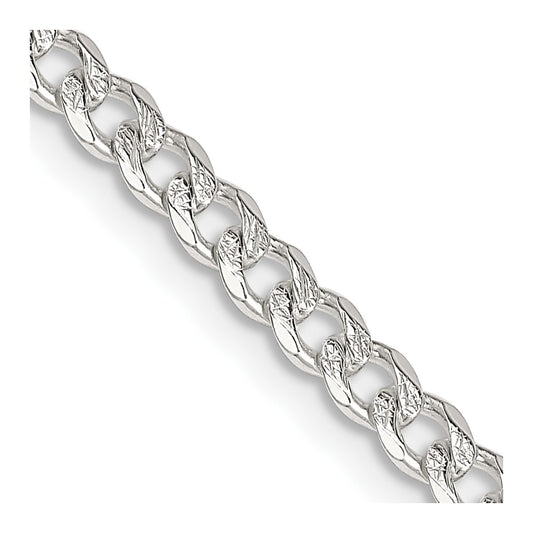 Sterling Silver 3.8mm Pav‚ Curb Chain