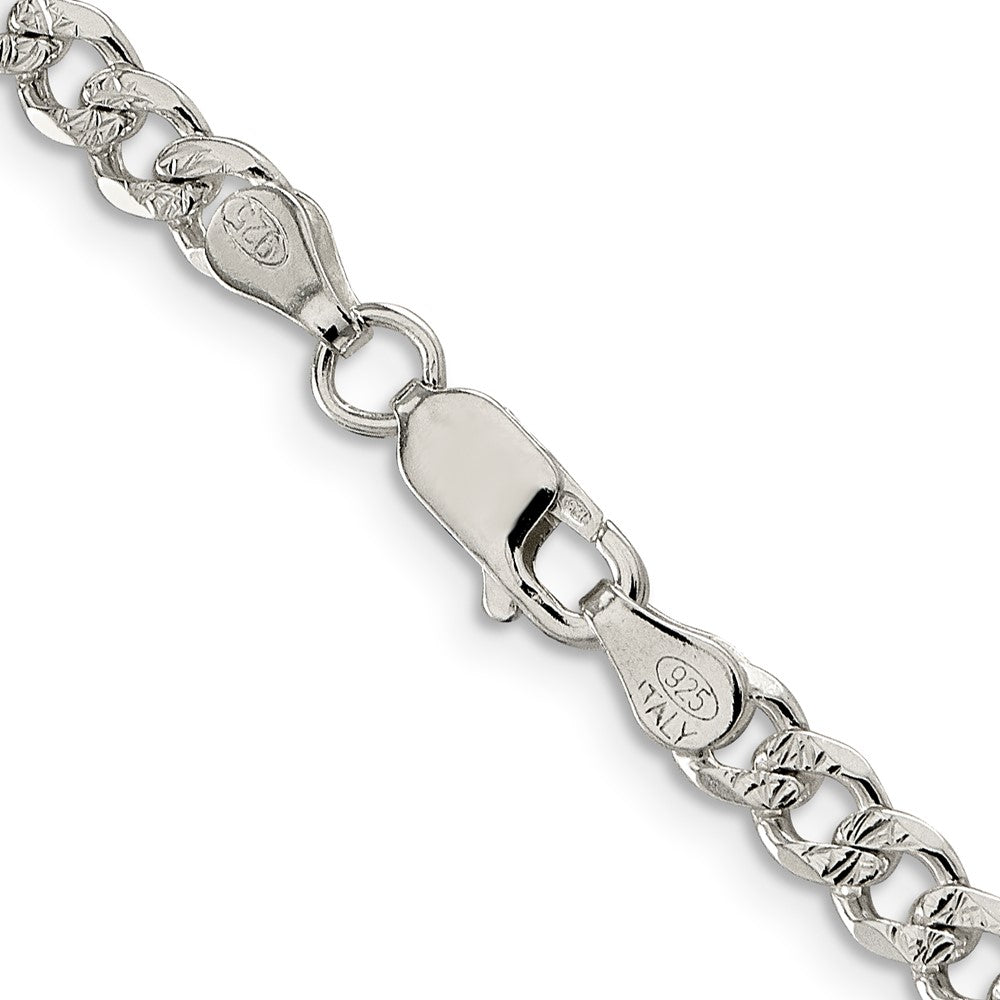 Sterling Silver 4.5mm Pav‚ Curb Chain