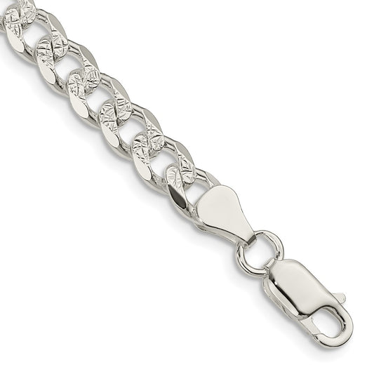 Sterling Silver 7mm Pav‚ Curb Chain