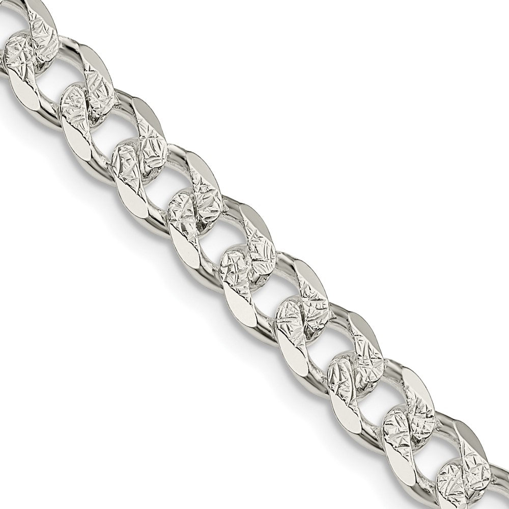 Sterling Silver 7mm Pav‚ Curb Chain