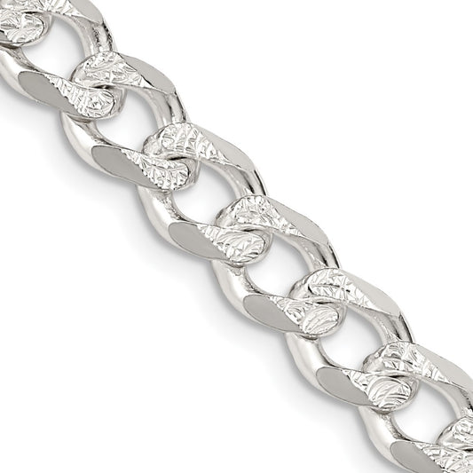Sterling Silver 7.5mm Pav‚ Curb Chain