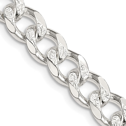 Sterling Silver 8.3mm Pav‚ Curb Chain