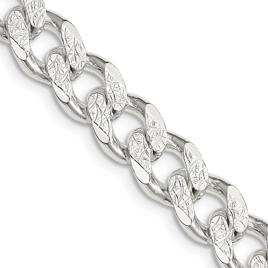 Sterling Silver 9.3mm Pav‚ Curb Chain