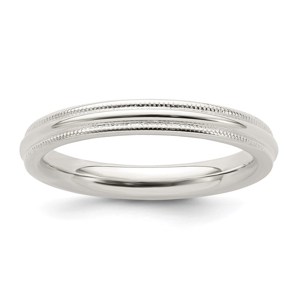 Sterling Silver 3mm Comfort Fit Half Round Milgrain Size 4.5 Band
