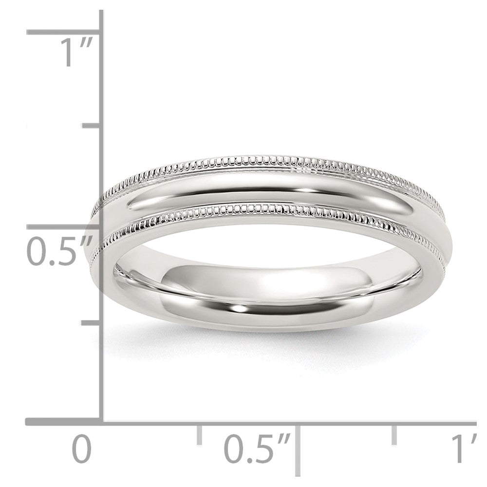 Sterling Silver 4mm Comfort Fit Half Round Milgrain Size 11.5 Band
