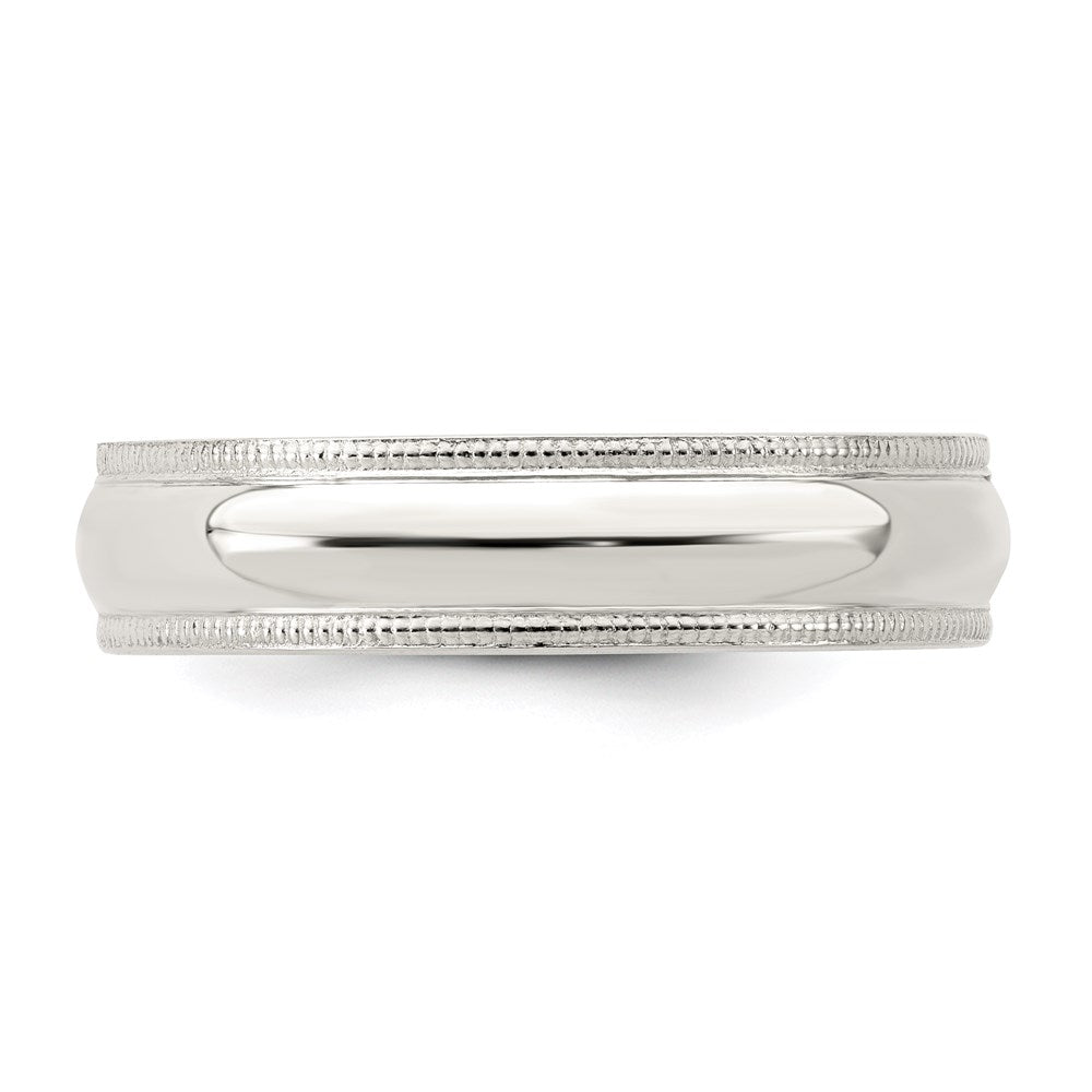 Sterling Silver 5mm Comfort Fit Half Round Milgrain Size 4.5 Band