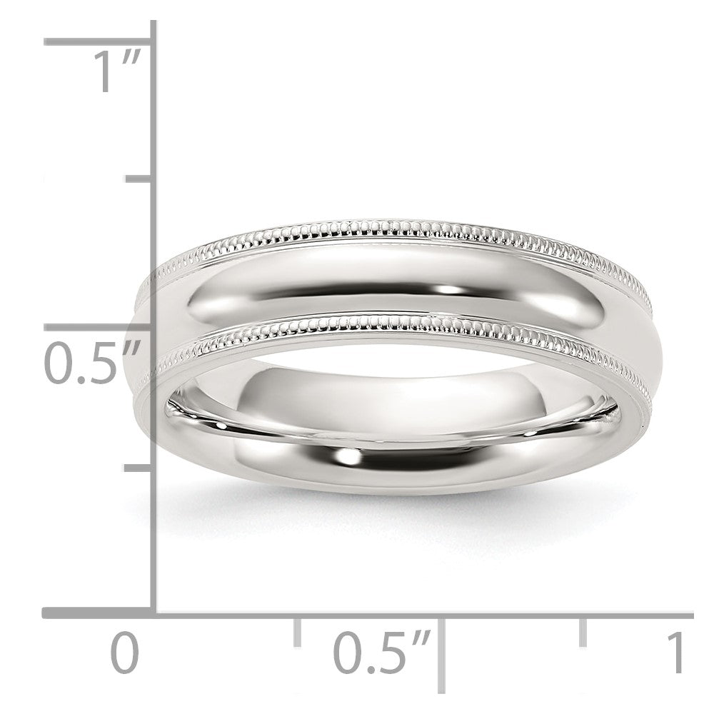 Sterling Silver 5mm Comfort Fit Half Round Milgrain Size 13.5 Band