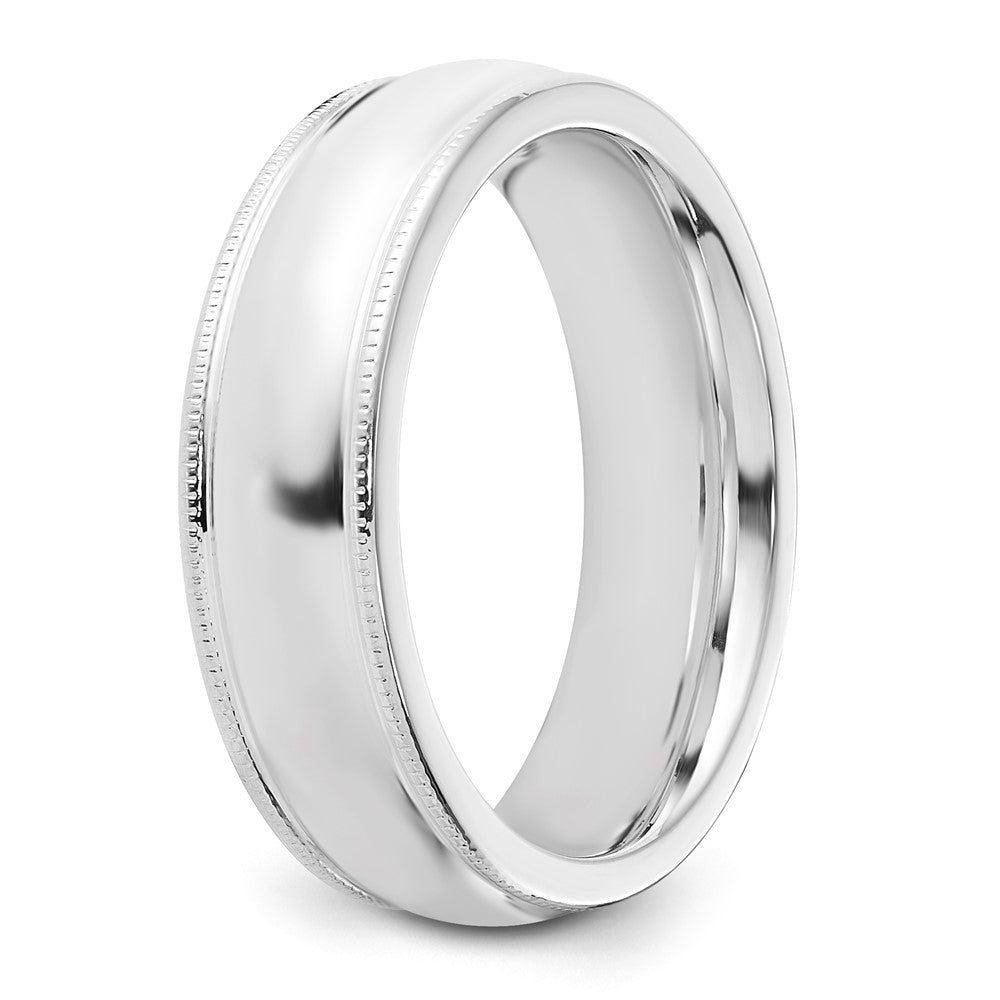 Sterling Silver 6mm Comfort Fit Half Round Milgrain Size 9 Band