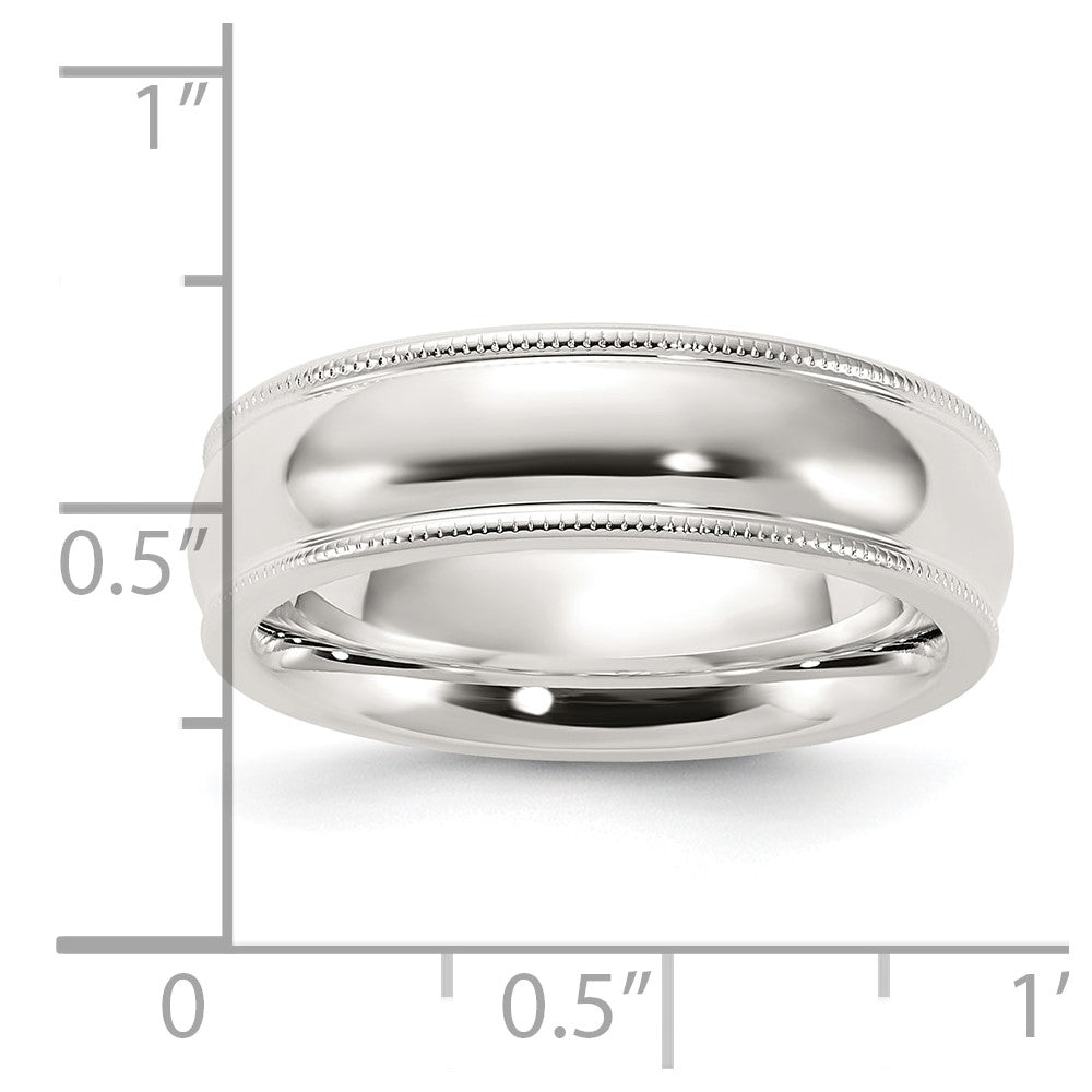 Sterling Silver 6mm Comfort Fit Half Round Milgrain Size 5 Band