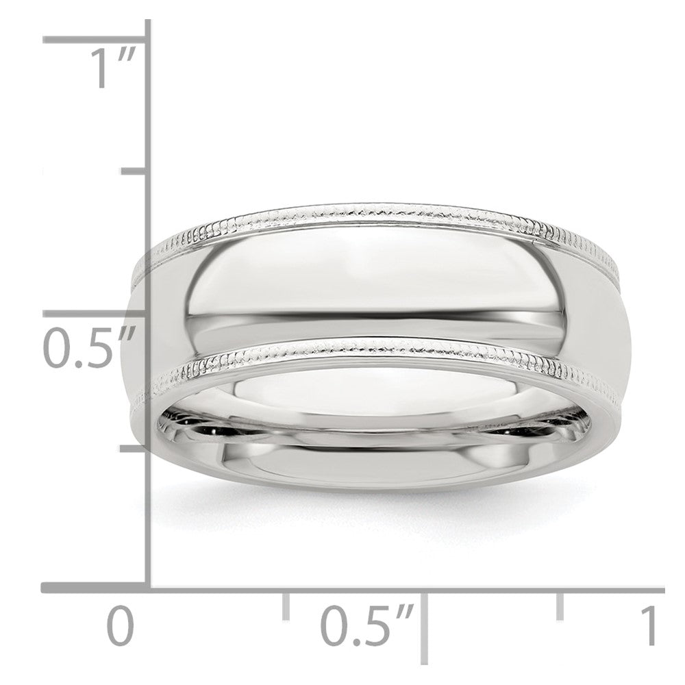 Sterling Silver 7mm Comfort Fit Half Round Milgrain Size 12.5 Band
